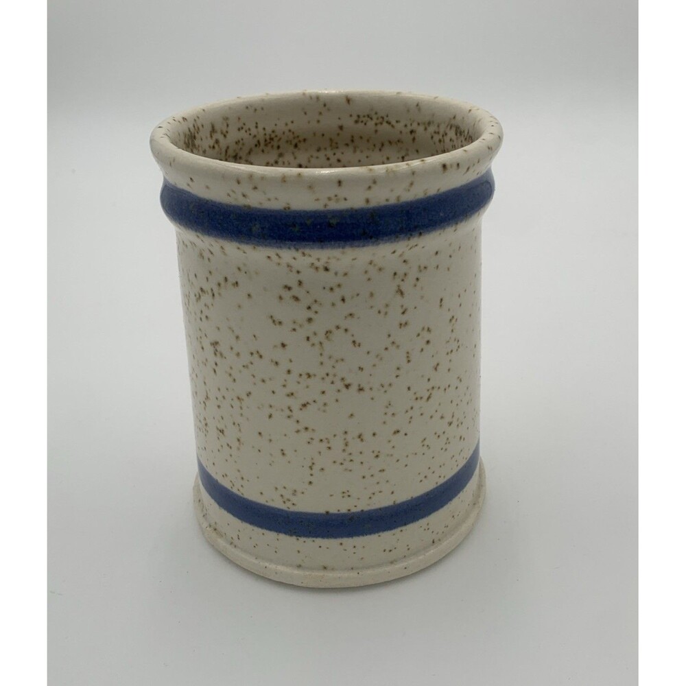 Vintage Studio Art Pottery Utensil Pot Hand Thrown Stoneware - Picture 3 of 9